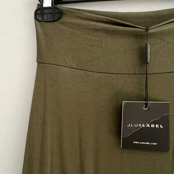 Jluxlabel Green Tube Midi Pencil Skirt Size Small Stretch Capsule Minimalist NEW - Picture 3 of 5